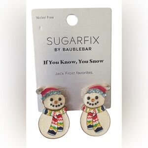 SUGARFIX by BaubleBar Articulated Crystal Snowman Earrings NWT